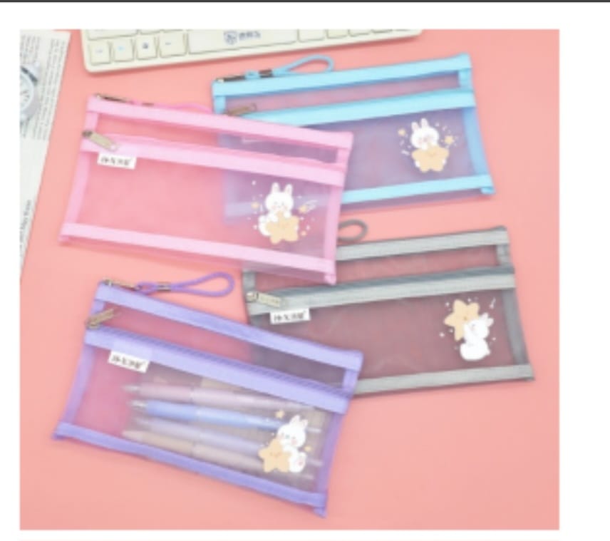 3701雙拉鏈B6筆袋 小兔子星星圖案 (原包出)