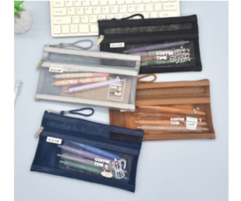 3703雙拉鏈B6筆袋 咖啡款 (原包出)