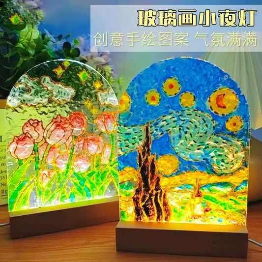 DIY 玻璃畫小夜燈