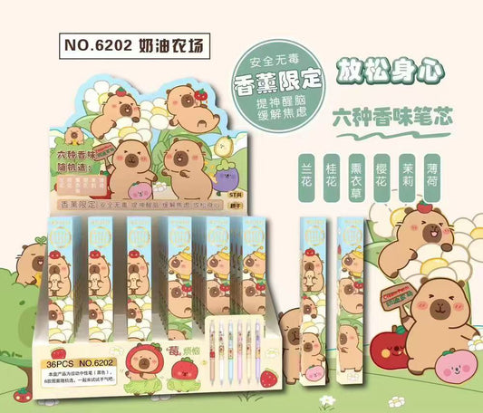 黑色中性筆 香薰限定卡皮巴拉圖案 (原盒出)